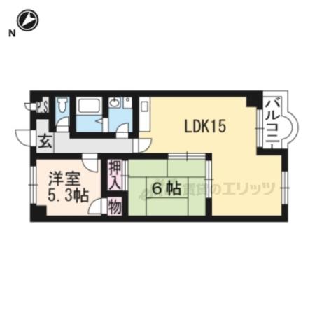 ガーデンスクエア瀬田(2LDK/4階)の間取り写真