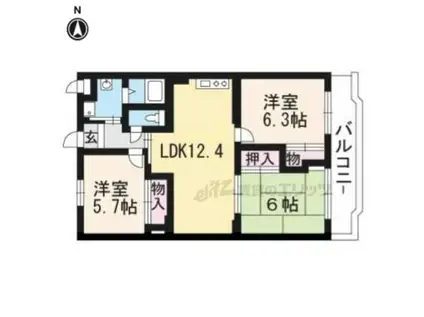 レオ中臣(3LDK/3階)の間取り写真