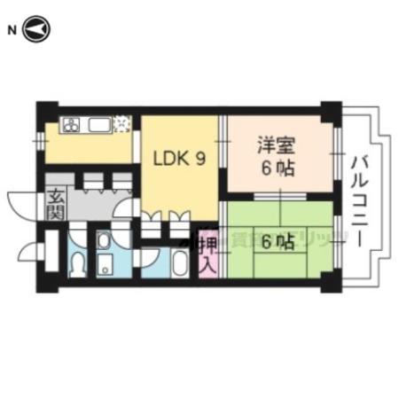 シャロム瀬田西(2LDK/4階)の間取り写真