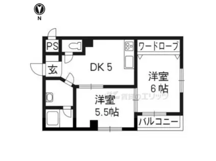 松山サザンクロス(2DK/3階)の間取り写真