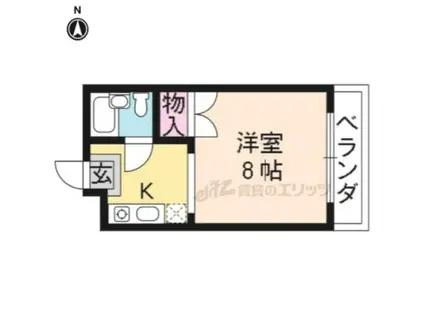 シャルムかたびら(1K/1階)の間取り写真