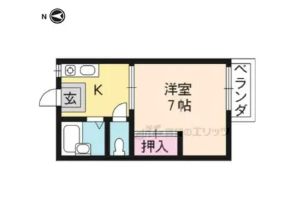 ハイツニシムラI(1K/1階)の間取り写真