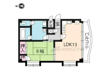 ロイヤル白鷺(1LDK/2階)の間取り写真