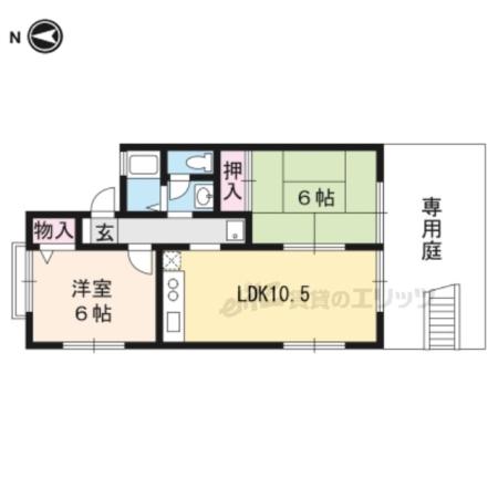 セジュールLAKESIDE(2LDK/1階)の間取り写真