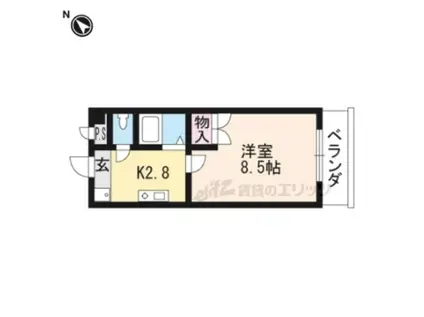 グラフィーネ瀬田川(1K/3階)の間取り写真