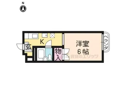 カーサ・ア・ジース(1K/2階)の間取り写真