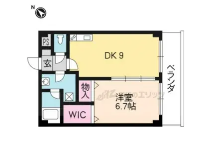 ネオクレスト壱番館(1LDK/4階)の間取り写真