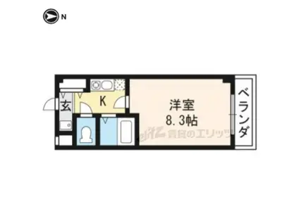 ブランベージュ桂(1K/2階)の間取り写真