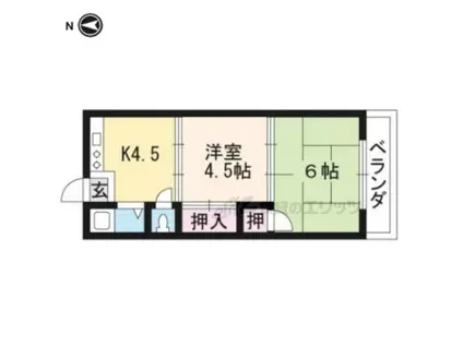 コーポ宝(2K/2階)の間取り写真