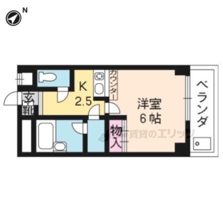 アビーロード北白川(1K/4階)の間取り写真