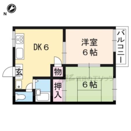 ブロスコーポ(2DK/1階)の間取り写真