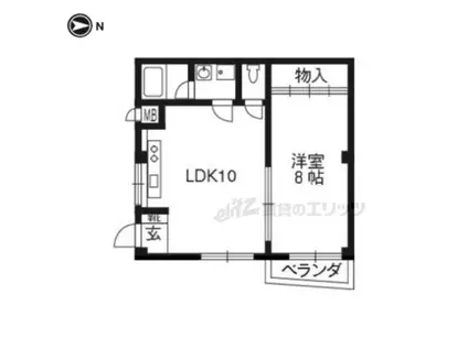 コーポ車折(1LDK/2階)の間取り写真