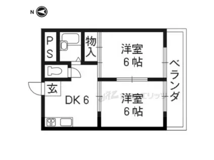 パレス稲荷(2DK/5階)の間取り写真