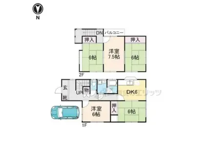 阪急電鉄京都線 桂駅 徒歩8分 2階建 築43年(5DK)の間取り写真