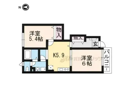 パレミニョン(2DK/1階)の間取り写真