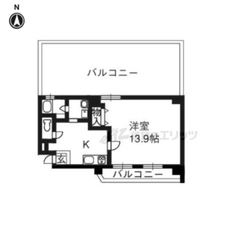 ウエストハウス(1K/5階)の間取り写真