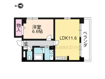 パレボヌール(1LDK/4階)の間取り写真