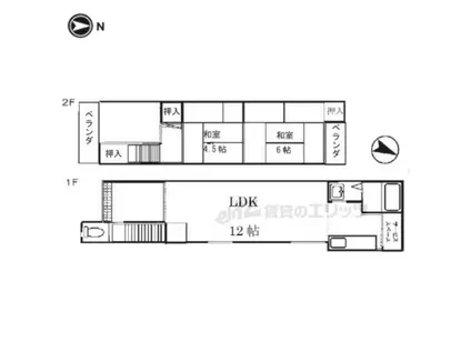 京阪電気鉄道京阪線 東福寺駅 徒歩15分 2階建 築54年(3LDK)の間取り写真