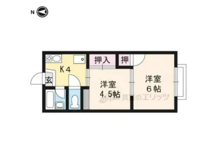 竹殿ハイツ(2K/2階)の間取り写真