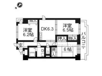 デンクマール70(3DK/4階)の間取り写真