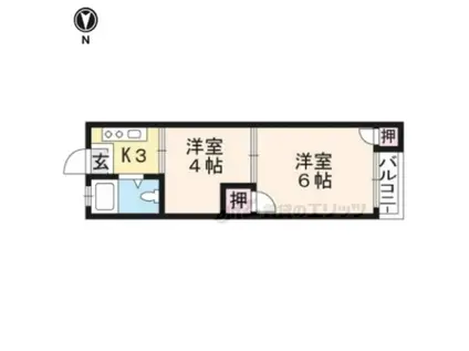 ドリームハイツ(2K/2階)の間取り写真