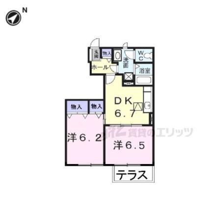 パティオアンソレイエE(2LDK/2階)の間取り写真