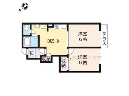 ラフィネシャトレ-番館(2DK/1階)の間取り写真