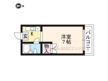 ハローハイツ篠田(1K/1階)の間取り写真