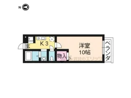 ラ・コリーヌ(1K/2階)の間取り写真