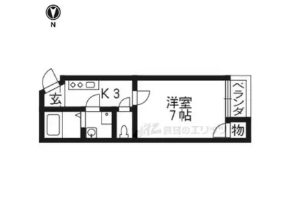 アルカス七条大宮(1K/3階)の間取り写真