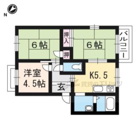 シャトレ岡田(3DK/1階)の間取り写真