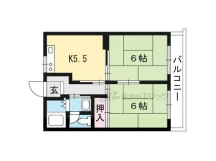 コットンハウス(2DK/1階)の間取り写真