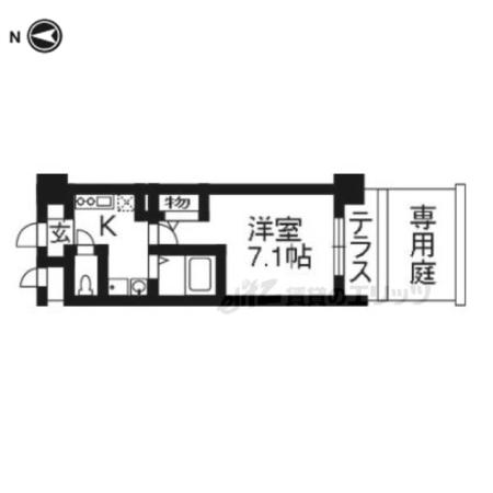 ラナップスクエア京都鴨川(1K/1階)の間取り写真