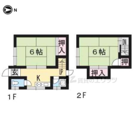 京阪電気鉄道宇治線 宇治駅(京阪) 徒歩18分 2階建 築63年(2K)の間取り写真