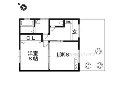 奈良線 木幡駅(JR) 徒歩7分 1階建 築29年(1LDK)の間取り写真