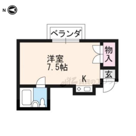 タウンハイツ白川(ワンルーム/4階)の間取り写真