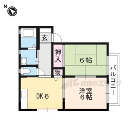 レジデンスTKC棟(1LDK/2階)の間取り写真