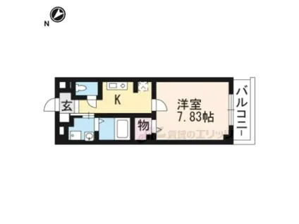 カルムアビタシオン大将軍(1K/1階)の間取り写真