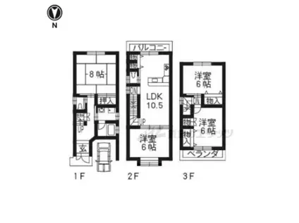 京都市東西線 御陵駅 徒歩13分 3階建 築30年(4LDK)の間取り写真