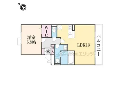 リビングタウン木津川A(1LDK/3階)の間取り写真