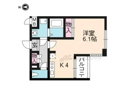 サザン桃山御陵(1DK/3階)の間取り写真