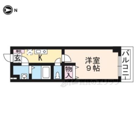 エリーフラッツ桂南(1K/3階)の間取り写真