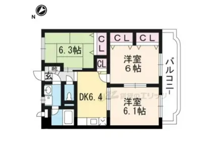 西村マンション(3DK/3階)の間取り写真