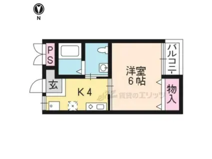 パレス華(1K/2階)の間取り写真