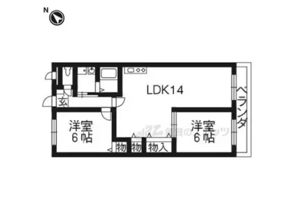 レオハイム津田(2LDK/2階)の間取り写真