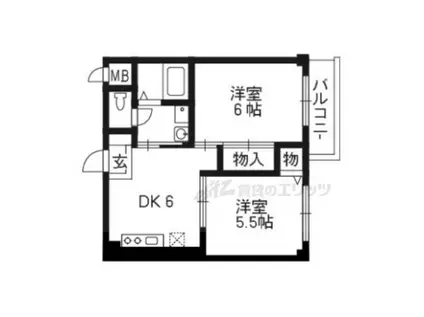 セレコート枚方(2DK/2階)の間取り写真