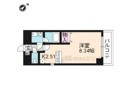 エンゼルプラザイースト(ワンルーム/6階)の間取り写真