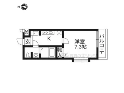 セピアコート深草(1K/3階)の間取り写真