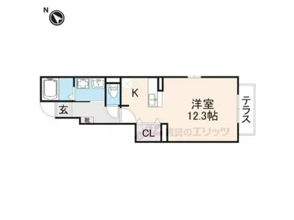 ヴィラブルーレイク(1K/1階)の間取り写真