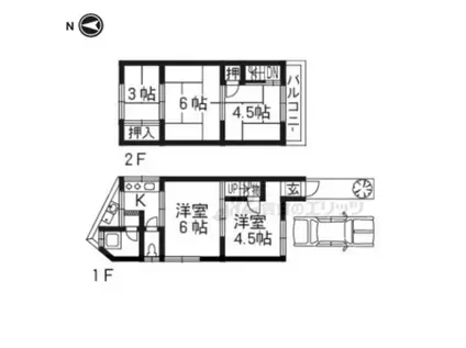 京福嵐山本線 太秦広隆寺駅 徒歩5分 2階建 築51年(5K)の間取り写真